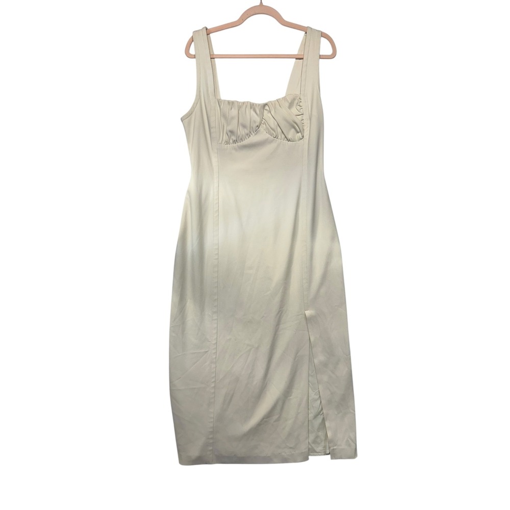 Nicholas Cream Ruched Bust Sleeveless Midi Dress with Slit Size 8